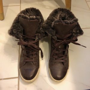 Ugg fir-lined high top sneakers